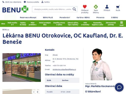 ?otrokovická lékárna benu v oc kaufland má otevřeno každý den do 20:00. vyzvedněte si zde své léky či vitamíny nebo zásilku z našeho e-shopu.?