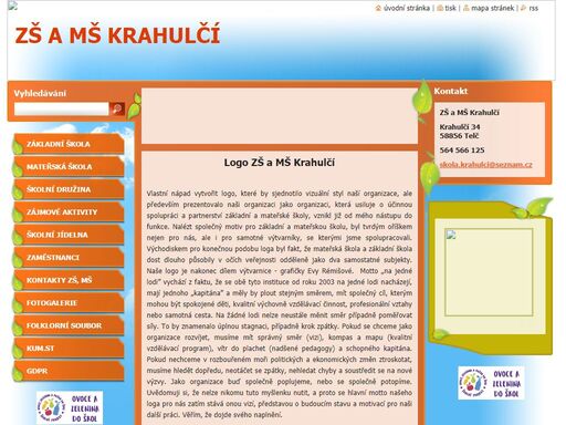 webová prezentace základní školy a mateřské školy v krahulčí.