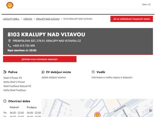 8103 kralupy nad vltavou je čerpací stanice v oblasti kralupy nad vltavou. tato stanice zahrnuje prodejna a toalety.