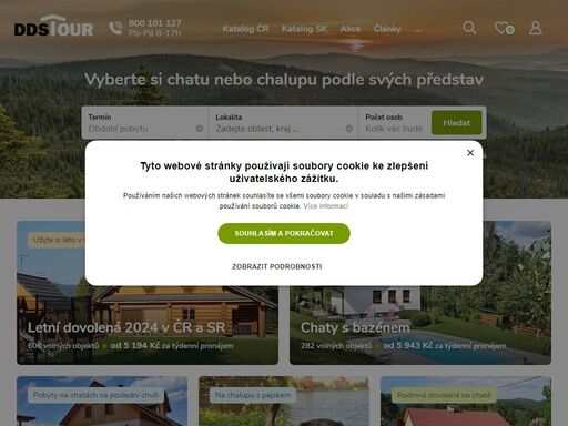 rezervujte chaty a chalupy pro dovolenou on-line. více jak 600 v atraktivních lokalitách. chaty k pronájmu v čr  i na slovensku.