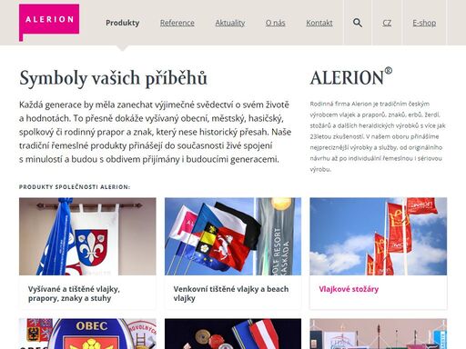 alerion, český výrobce vyšívaných praporů, znaků a stuh pro města a obce, hasiče, spolky, církve a firmy. nabízí i produkci tištěných vlajek, stožárů, odznaků aj.