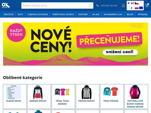 oksportshop -kamennný obchod sportovního zboží v chrudimi. prodávné značky hannah,kilpi,rossignol...