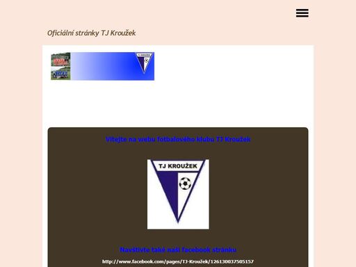 www stránky fotbalového oddílu tj kroužek