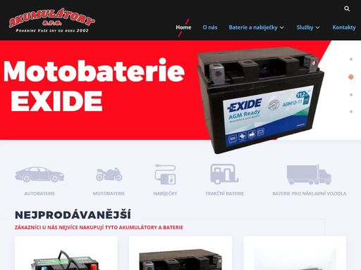 nabízíme kompletní sortiment autobaterií, motobaterií, trakčních baterií, staničních baterií, nabíječek a příslušenství. značky jako exide, varta, banner, faam a další - vše skladem na prodejně v plzni na ulici jateční 30.