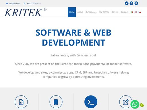 italian fantasy with european soul. since 2002 we are present on the european market and provide tailor-made software. we develop web sites, e-commerce,