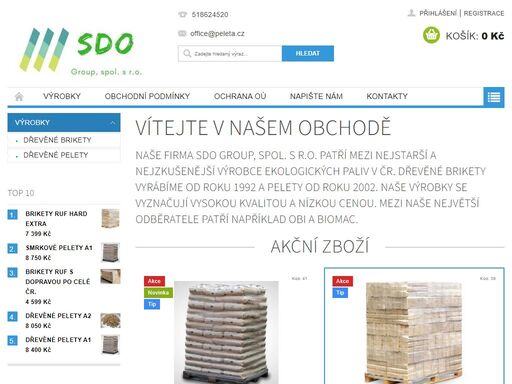 vítejte v našem obchodě. naše firma sdo group, spol. s r.o. patří mezi nejstarší a nejzkušenější výrobce ekologických paliv v čr. dřevěné brikety vyrábíme od roku 1992 a pelety od roku 2002. naše výrobky se vyznačují vysokou kvalitou a nízkou cenou. mezi naše největší odběratele patří například obi a biomac.