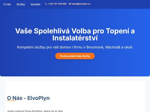 elvo plyn vám nabízí své služby v oborech, plynoinstalace, vodoinstalace, topenářské práce, zámečnické práce. jsme připraveni vám zajistit jak kompletní dodávky, od projektů až po revize, tak i dodávky jednotlivých komponentů.
