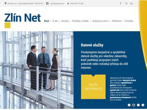 společnost zlín net, a.s. poskytuje služby především operátorům telekomunikačních služeb, kteří je poskytují koncovým zákazníkům (hlas, internet, tv a jiné). společnost současně provozuje metropolitní optickou síť ve zlíně a otrokovicích.