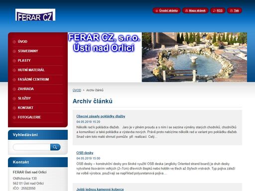 nabídka  stavebního materiálu a souvisejících služeb 