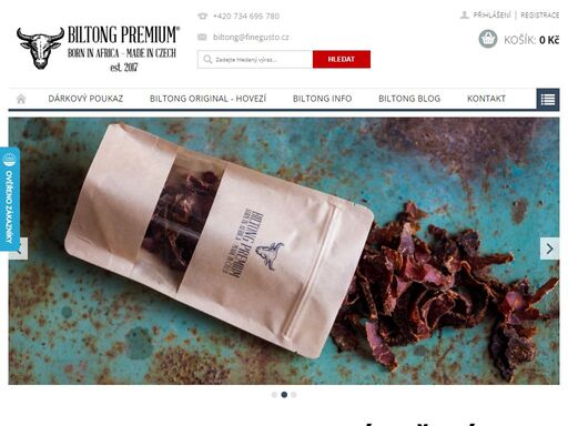biltong premium, poctivé sušené maso podle originálního, rodinného receptu z afriky. nejvyšší kvalita surovin i výroby. 100% přírodní.