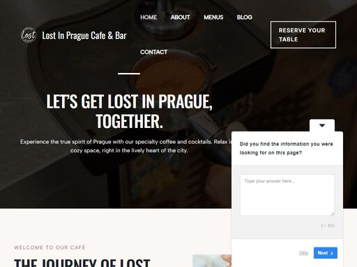 let’s get lost in prague, together.experience the true spirit of prague with our specialty coffee and cocktails. relax in a cozy space, right in the lively heart of the city. welcome to our caféthe journey of lost in prague cafe & barwelcome to lost in prague café & bar, where coffee meets culture in the