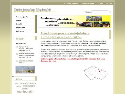 manipulční technika, doprava a práce s autojeřáby a valníkem s hydraulickou rukou se sídlem v žamberku, okres ústí nad orlicí, pardubický kraj.