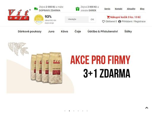 obchod s kávovary, kávou a doplňky provozovaný společností vít café - vít jurčík. u nás najdete bohatý výběr zrnkových či mletých káv světových značek.