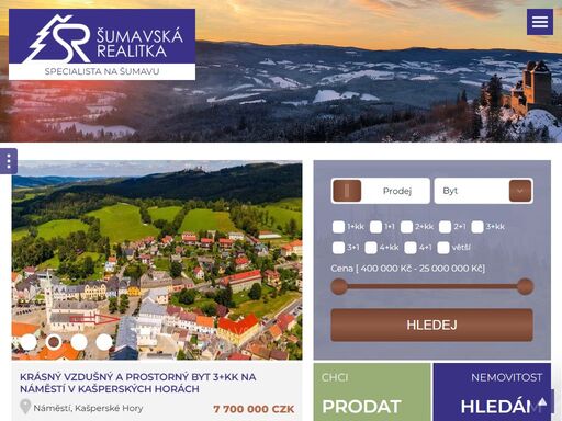 šumava,müller,realitní kancelář,prodej,pronájem,pozemky,byty,chalupy,nemovitost specialista zejména na šumavu a pošumaví, rk založena roku 1990, značka czech made, jsme v asociaci realitních kanceláří