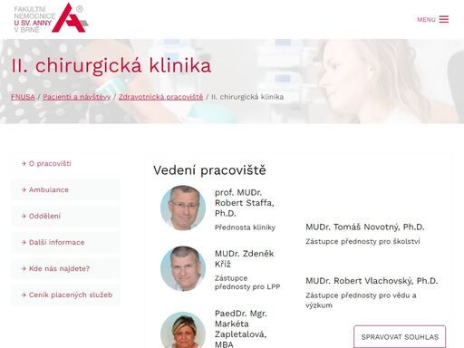 ii. chirurgická klinika je specializovaným pracovištěm zaměřeným na problematiku cévních onemocnění a jejich angiochirurgickou a endovaskulární léčbu.