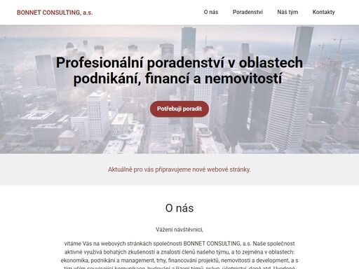 profesionální poradenství v oblastech ekonomika, podnikání a management, trhy, financování projektů, nemovitosti a development, a s tím vším související komunikace, budování a řízení týmů, právo, účetnictví, daně atd.
