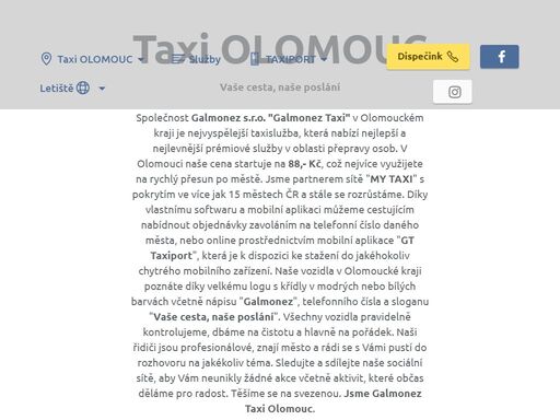 vítejte v naší inovativní taxislužbě, kde spojujeme pohodlí, bezpečnost a moderní technologie. jsme tady, abychom vám poskytli rychlou a spolehlivou dopravu s důrazem na vaše pohodlí a bezpečí. s naším týmem profesionálních řidičů a moderní flotilou vozidel jsme připraveni vám zajistit nejen cestu, ale i bezstarostný zážitek. objednejte si taxi telefonicky nebo přes mobilní aplikaci a zažijte novou úroveň osobní dopravy.