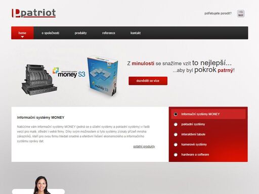 firma patriot s.r.o. - náchod prodává pokladní systémy, účetní systémy money s3, kamerové systémy, lan sítě a interaktivní tabule.