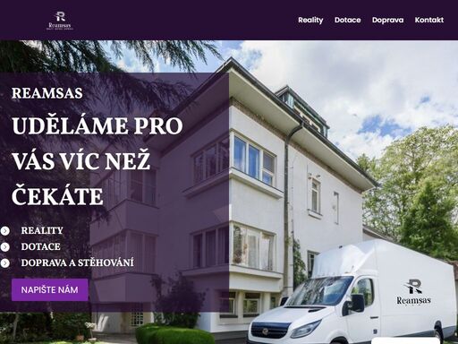 reamsas - kompletní služby v oblasti dotací a realit. pomoc při stěhování na hustopečsku (hustopeče u brna), dopravu zajistíme po celé čr i eu.