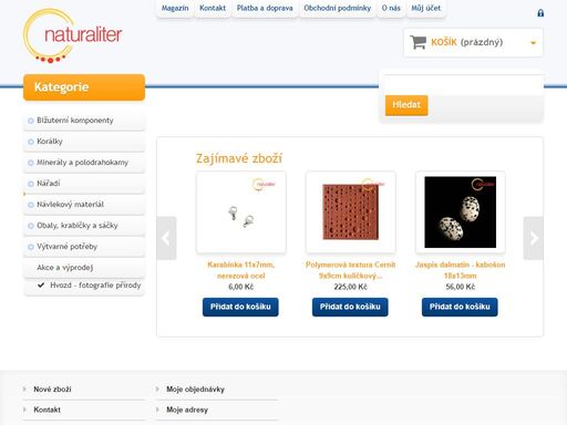 naturaliter - obchod s minerály, korálky, bižuterními komponenty a výtvarné potřeby