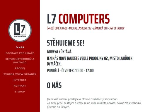 l7 computers tachov. prodej, servis a opravy počítačů, notebooků, laptopů. tvorba webových stránek. poradenství.