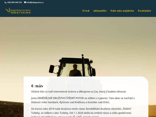 jsme zemědělské družstvo štědrý potok, rostlinné a živočišné výroby v obci lupenice. v současné době obhospodařujeme více než 1.000 ha zemědělské půdy.