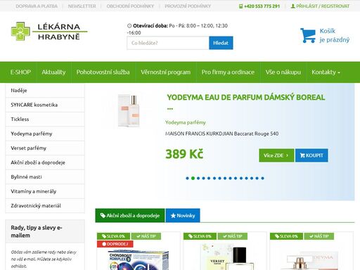 lékárna hrabyně - široký výběr zdravotnického sortimentu za rozumnou cenu