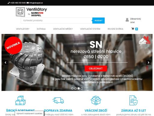 svět ventilace na jednom místě a na jedno kliknutí. domovní a průmyslové ventilátory, mřížky, anemostaty a ventilační vedení.