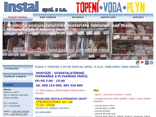 instalatér instalatérská firma liberec rozvody vody kanalizace topení plynu vaillant buderus junkers immergas dakon rehau giacomini ivar revel