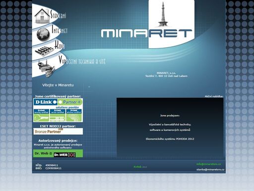 minaret s. r. o.
? stavby na klíč ? rekonstrukce a opravy staveb ? výkopy, chodníky, cesty ? opravy památek ? stavby a opravy kašen a parků ? připojení k internetu v lokalitách ústí nad labem ? internet s konkrétní rychlostí, bez omezení objemu dat a času použití ? nenabízíme fup, nebo sdílené v xx lidech, ani systém priorit ? naším cílem je dodat kvalitní službu, bez marketingových kliček ? internet bez dalších nákladů a za paušál ? servis a dohled sítí, serverů a informačních systémů ? servis tiskáren a dodávka spotřebního materiálu ? výroba a montáž ocelových konstrukcí ? výroba a montáž vratových systémů, oplocení a zábradlí ? dodávky výpočetní techniky ? dodávky kancelářské techniky ? dodávky datových sítí (po drátech i bez nich) ? dodávky spotřebního materiálu