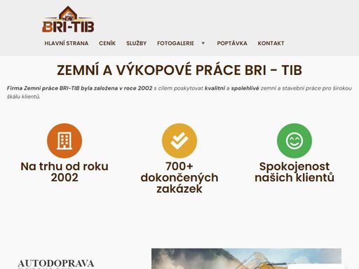 ?? zemní práce bri-tib – profesionální výkopové a terénní úpravy?? působíme v praze a středočeském kraji. nabízíme zemní práce, výkopy, terénní úpravy a demolice. kvalitní technika, rychlé realizace!