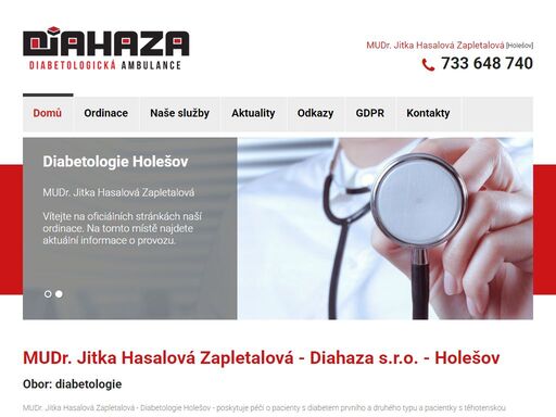 ordinace mudr. jitka hasalová zapletalová - diahaza s.r.o., holešov. mudr. jitka hasalová zapletalová - diabetologie holešov - poskytuje péči o pacienty s diabetem prvního a druhého typu a 