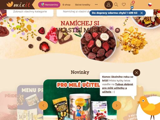 na mixit.cz si můžete namíchat svoje müsli, kaše nebo mix ovoce, oříšků a čokolády. vše vám v krásném tubusu pošleme až domů nebo si vše zdarma vyzvednete.