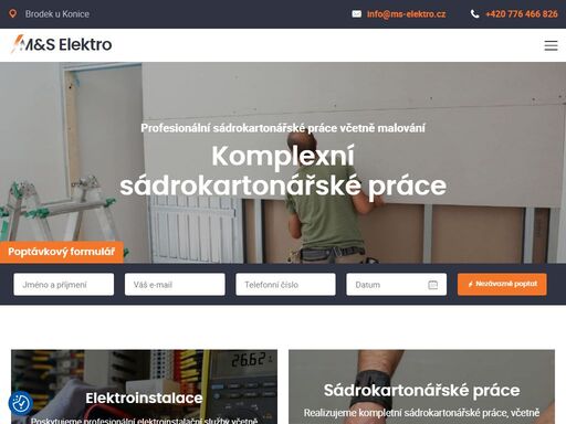 kompletní elektroinstalační práce, elektro opravy a rekonstrukce. profesionální elektroinstalační a sádrokartonářské služby. kontaktujte nás.