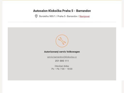 zde naleznete veškeré potřebné kontakty na autorizovaný servis volkswagen autosalon klokočka.
