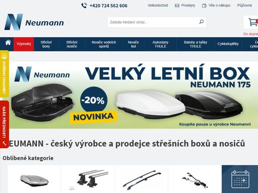 neumanncz.cz-prodej střešních nosičů, střešních boxů, nosičů kol, nosičů lyží.pro značky škoda,hyundai od výrobců neumann,uebler,thule,pewag,půjčovna střešních boxů