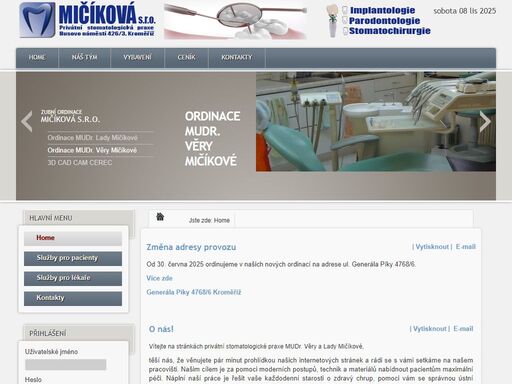 www.mojezubarka.cz, zubní ordinace kroměříž, zubařka v kroměříži, 
zubařka kroměříž, stomatologie kroěříž, cerec v kroměříži, 3d cad cam stomatologie kroměříž, mudr. lada mičíková, mičíková s.r.o. kroměříž, zavedení imlantátu, implantáty lasak, implantáty ankylos, parodontologie stomatochirurgie