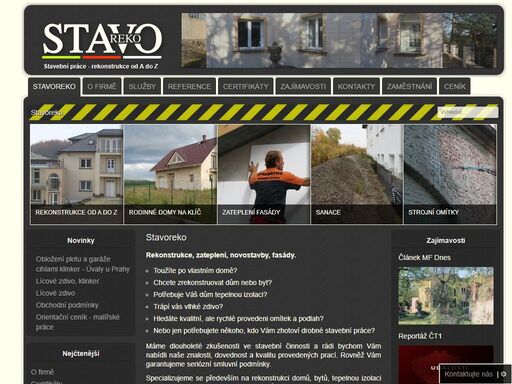 stavoreko s. r. o., stavební práce - rekonstrukce od a do z, rodinné domy na klíč, zateplovací práce, sanace, strojní omítky