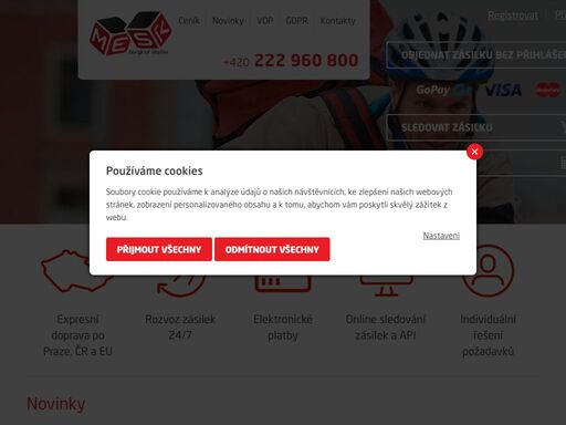 mesík kurýrní služba - expresní doručení zásilek od obálky po několik palet, doba doručení po praze od 1 hodiny, objednávky telefonicky nebo online, přjímáme i online platby, umožňujeme sledování zásilek, zajišťujeme výběr dobírek.