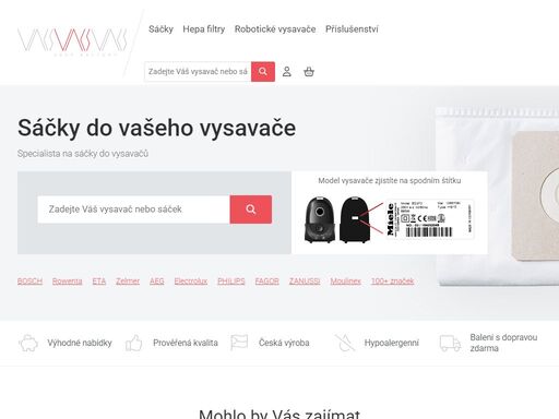 u nás najdete velký výběr náhradních sáčků do vysavačů. kvalitní sáčky z netkané textilie pro 21000 modelů vysavačů pro ochranu vašeho zdraví.