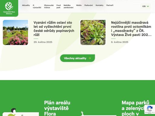 výstavy a veletrhy, městské parky a sady, botanická zahrada, rozárium a sbírkové skleníky v centru olomouce