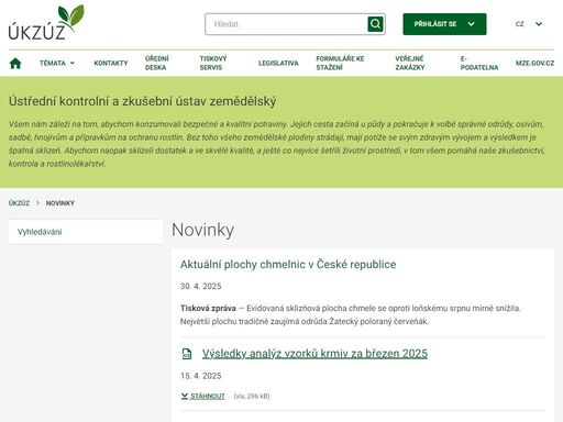 ústřední kontrolní a zkušební ústav zemědělský je zřízen ministerst
