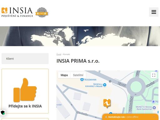 insia a.s. praha. jste makléř nebo zájemce o pojištění? kontaktujte naše specialisty nebo se na nás obraťte přes kontaktní formulář.