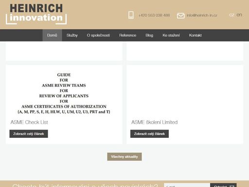 heinrich innovation s.r.o. - asme, aws, api konzultace, certifikace, školení, inspekce
