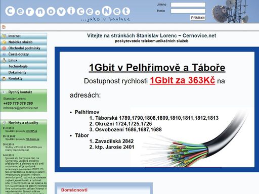 poskytovatel internetového připojení, realizace a audit počítačových sítí.