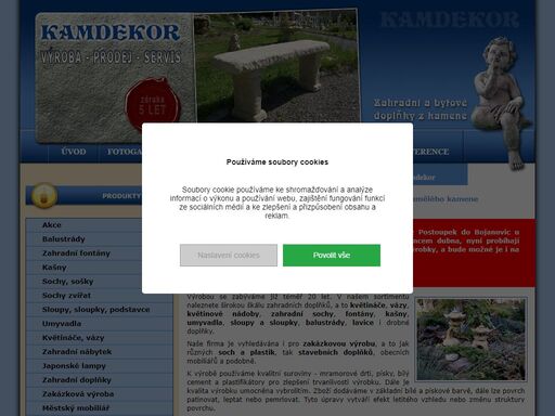 zahradní sochy, zahradní doplňky, zahradní fontány, kašny, balustrády. výroba a prodej kamdekor, kroměříž, zlín.