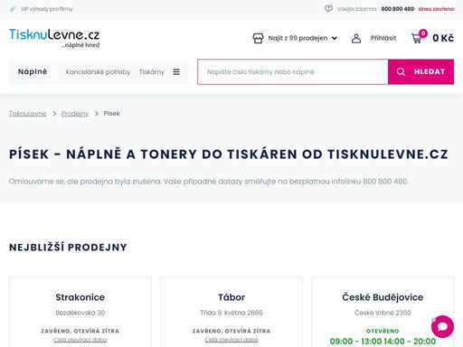 nechte si zaslat toner či náplň do vaší tiskárny do prodejny tisknulevne.cz - písek.