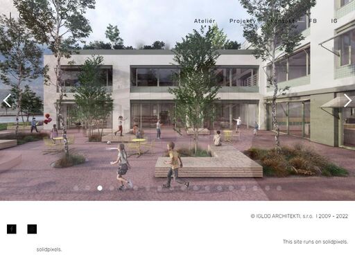 architektonický ateliér igloo architekti vznikl v srpnu 2009 a založili jej igor šimon, jan pačka a zuzana pačková. ateliér poskytuje komplexní architektonické služby od designu nábytku a interiérů přes projekty pozemních staveb (rodinné a bytové domy, komerční, administrativní, kulturní, školské, sportovní budovy, atd.) až po urbanistické studie a územní plány obcí. je zaměřen na autorský individuální přístup je klientovi ve snaze přinést maximálně funkční a zároveň esteticky hodnotné řešení. před založením vlastního architektonického ateliéru všichni společníci prošli několikaletou praxí ve významných českých architektonických kancelářích - např. lábus aa resp. moba/ccea, kde pracovali na významných projektech novostaveb i rekonstrukcí.