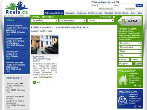 realitní server s nabídkou bytů, domů, pozemků na prodej i pronájem. software pro realitní kancelář zdarma