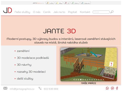 vytváříme 3d modelace budov, interiérů a exteriérů. laserové zaměření objektů, 3d modelace, rendrování, umístění do terénu a mapy.